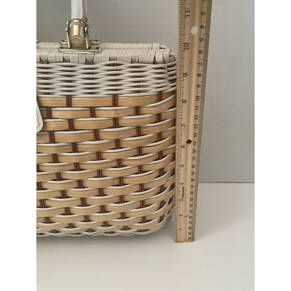 John Wind Vintage Woven Wicker Retro 70's Style Hand Bag Purse - Picture 8 of 11